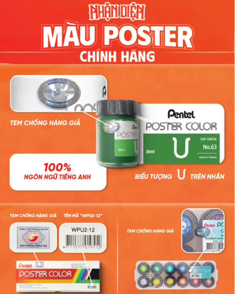 Phân Biệt Màu Poster Pentel Chính Hãng Mới Nhất 2026